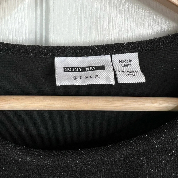 Noisy May Women's Black Glitter Mesh Long Sheer Sleeve Party Top Size XS - Picture 10 of 12